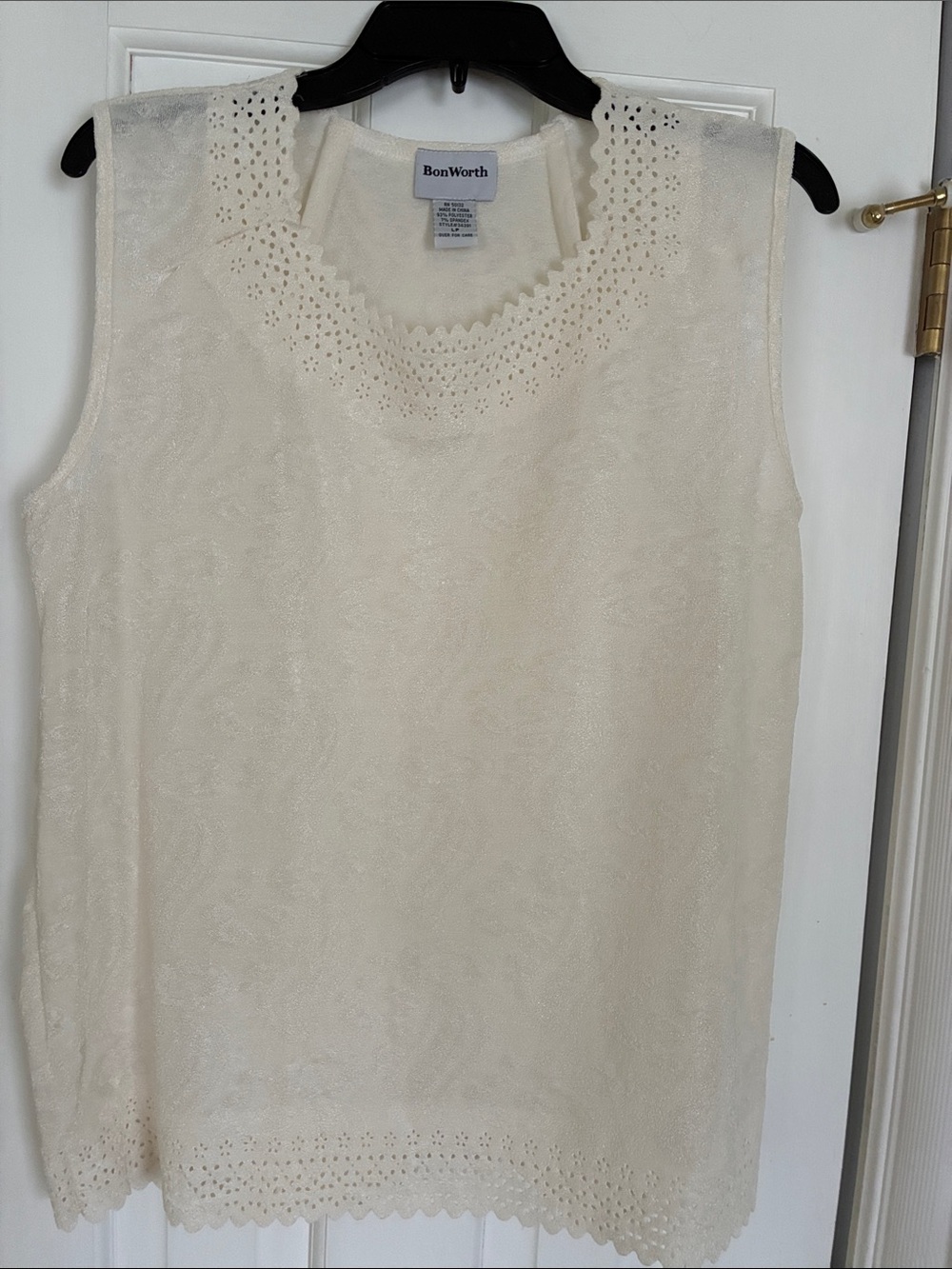 BonWorth Cream Eyelet Lace-Trim Sleeveless Camisole